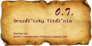 Orszáczky Titánia névjegykártya